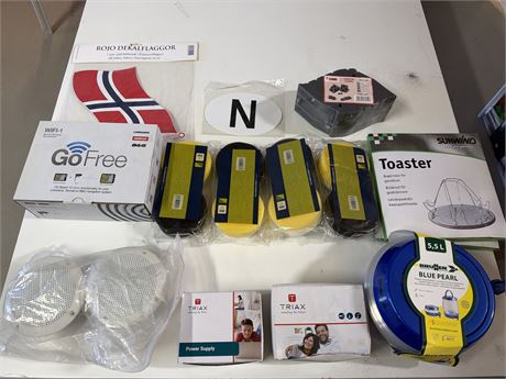 LOT 1018 - Vareparti med båt- og campingutstyr – GoFree, høyttalere og tilbehør