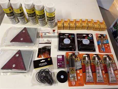 LOT 935 - Vareparti med XPS-konserveringsspray, bilpærer, Gorilla-lim og tilbehø