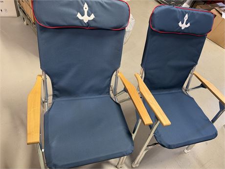 LOT 1011- 4 stk. maritime dekkstoler – blå med ankermotiv