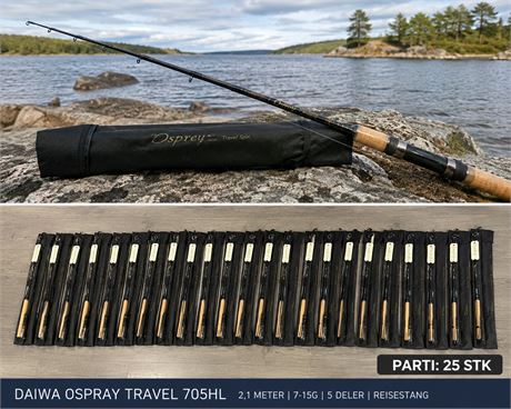 Parti med 25 stk fiskestenger fra daiwa