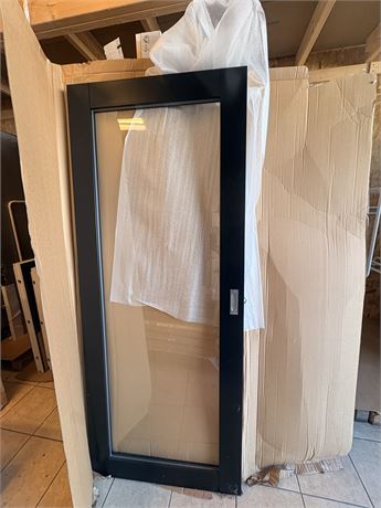 Skyvedør Swedoor 1 speil med glass 9x21 , sort - LITEN SKADE