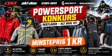 Stor KONKURSauksjon etter Powersport as - Tøy del2-MINSTEPRiS 1KR PÅ ALLE VARER