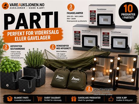 Blandet vareparti – 10 produkter | Perfekt for videresalg eller gavelager