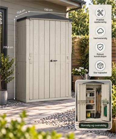 lot x5 - Redskapsbod med to dører 1670 liter lys grå