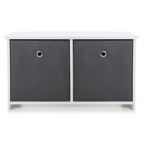 Benk hvit m/2 stoffkurver
