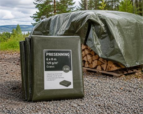 Parti med 3 stk presenninger - 6x8m 120g
