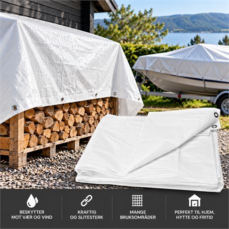 Presenning - 6x10m 120g hvit