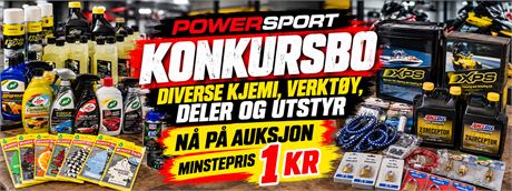Diverse kjemi, verktøy, olje, deler og utstyr fra Powersport konkursbo
