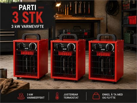 3 stk Byggvarmer 3000 watt