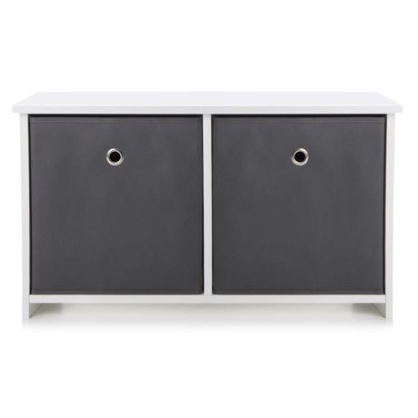 Benk hvit m/2 stoffkurver